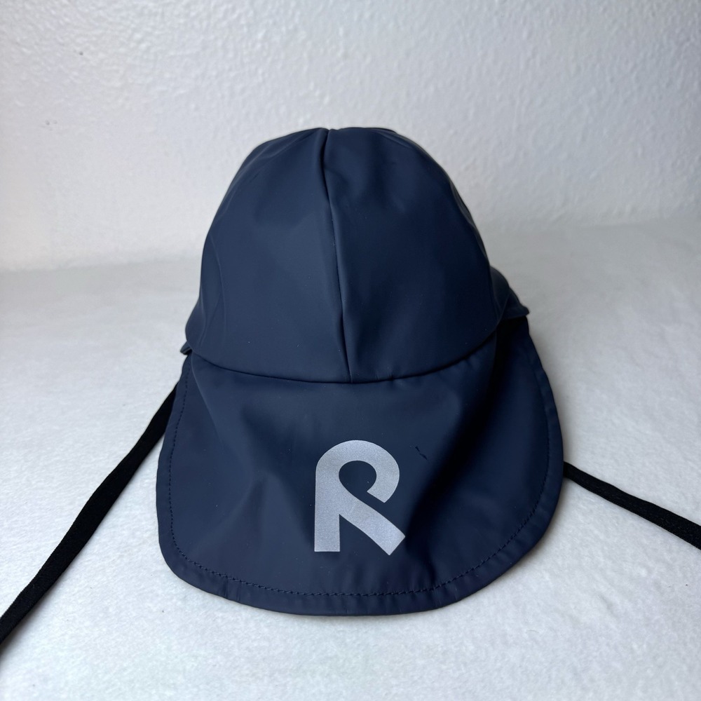 Reima Rain Hat Blue 9-12 Months Chin Tie Ear Flaps Outdoor Slicker Cap Baby